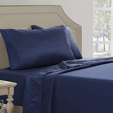 Load image into Gallery viewer, Abakan Full Bed Sheet Set Extra Soft 1800 Thread Count Silky Smooth Microfiber Hotel Luxurious Premium Cooling Sheet Breathable, Wrinkle, Fade Resistant Deep Pocket - 4 Piece (Full, Navy Blue)