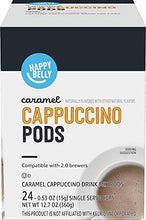 Load image into Gallery viewer, Amazon Brand - Happy Belly Cappuccino Coffee Pods Compatible with 2.0 K-Cup Brewers, Caramel Flavored, 24 Count