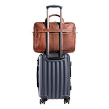 Load image into Gallery viewer, KomalC 16 Inch Leather briefcases Laptop Messenger Bags for Men and Women Best Office School College Satchel Bag (TAN)