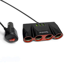 Load image into Gallery viewer, USB Car Charger Splitter Adapter, 120W 12V/24V 4-Socket Cigarette Lighter Adapter with 3pcs USB QC3.0 Car Charger Socket Quick Charge for GPS, Dash Cam, Sat Nav, Phone, iPad