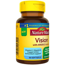 Load image into Gallery viewer, Nature Made Vision with AREDS 2 Formula, Eye Vitamins with Lutein & Zeaxanthin, Vitamin C, Vitamin E, Zinc, and Copper, Helps Support Healthy Vision and Eye Function, 60 Softgels