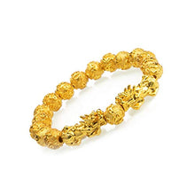 Load image into Gallery viewer, Prime Feng Shui Bracelet Prosperity Bling Golden Mantra Bead Bracelet with Double Pi Xiu/Pi Yao Attract Wealth and Good Luck Best Gift(10mm)