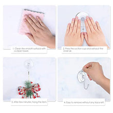 Load image into Gallery viewer, Wreath Hanger, RELBRO Clear Large Suction Cup Wreath Hooks Window Glass Door Heavy Duty Wreath Holder Reusable Suction Cups with Metal Long Hooks for Wreath Decor - 4 Packs