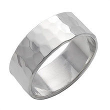 Load image into Gallery viewer, Silverly Men's Women's .925 Sterling Silver Hammered Finish Polished Flat Top Band 8mm Ring, Size: US 10
