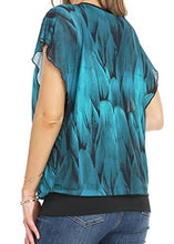 Load image into Gallery viewer, WUDODO Women's Flared Flouncing Tunic Printed Pleated Short Sleeve Mesh Ruffled Blouse Top