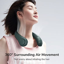 Load image into Gallery viewer, JISULIFE Portable Neck Fan, Hands Free Bladeless Fan, 4000 mAh Battery Operated Wearable Personal Fan, Leafless, Rechargeable, Headphone Design, USB Powered Desk Fan,3 Speeds-Dark Green