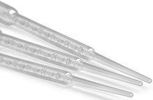 Load image into Gallery viewer, 200 Bulk Pack Plastic Transfer Pipettes By D&H Medical: Squeeze Droppers For Essential Oils, Makeup, Liquor & Experiments – 3ml Suction Injector Tools For Lab, Hospital, School Classroom & Home Use