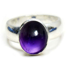 Load image into Gallery viewer, SURYAGEMS Original Sterling Silver Amethsyt Simple Ring Cabochon Oval Shape February Birthstone US 4-13