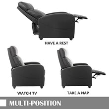 Load image into Gallery viewer, Living Room Recliner Chair, PU Leather Adjustable Single Recliner Sofa Home Theater Seating Reading Chair for Bedroom, Dark Black