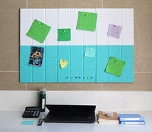 Load image into Gallery viewer, Large Bulletin Board Each 11.8" x 11.8" Omitfu 6 Pcs Felt Pin Board Tiles Used as Vision or Message Memo Notice Board with 3M Adhesive and A Box of Pushpins(White+Turquoise)