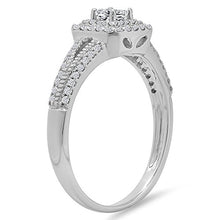 Load image into Gallery viewer, Dazzlingrock Collection 0.50 Carat (ctw) Princess & Round Cut Diamond Halo Engagement Ring 1/2 CT, 14K White Gold, Size 7