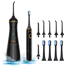 Load image into Gallery viewer, Water Flosser and Electric Toothbrush Combo, Cordless Dental Oral Irrigator with 6 Modes 6 Jet Tips & 4 Brush Heads, LCD Display & DIY Mode, 300ML IPX7 Waterproof Teeth Cleaner for Braces Bridges Care