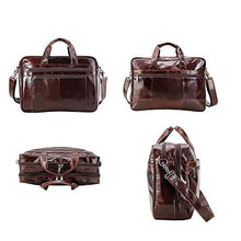 Load image into Gallery viewer, XLEI Business Travel Briefcase Genuine Leather Duffel Bags for Men Laptop Bag fits 17 inches Laptop (Coffee)