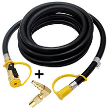 Load image into Gallery viewer, MCAMPAS 12FT 1/4" Quick Connect Fittings Propane Hose with Elbow Adapter Converter for 17" and 22" Blackstone Tabletop Camper Grill Hook Up RV Motorhomes