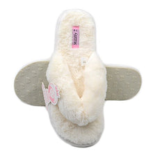 Load image into Gallery viewer, Millffy Women's Indoor Shoes Fashion Flax Home Lucy Refers to flip Flops Comfy Cozy Fur Slippers (5-6 M US, Cross Rose)