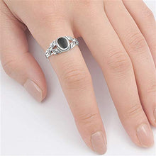 Load image into Gallery viewer, Filigree Simulated Black Onyx Polished Ring New .925 Sterling Silver Band Size 7