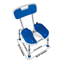Load image into Gallery viewer, PCP Shower Safety Seat, Cutout for Easy Cleaning, Non-Slip Bath Support Recovery Chair with Backrest, White/Blue, Foam Padded