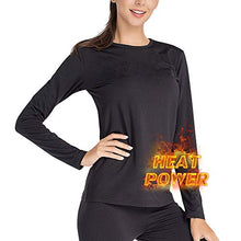 Load image into Gallery viewer, MANCYFIT Thermal Underwear for Women Long Johns Set Fleece Lined Ultra Soft Black X-Large