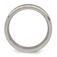 Load image into Gallery viewer, Edward Mirell Titanium Brushed 925 Sterling Silver Inlay 7mm Wedding Ring Band Size 8.00 Man Fancy Precious Metal Fine Jewelry For Dad Mens Gifts For Him