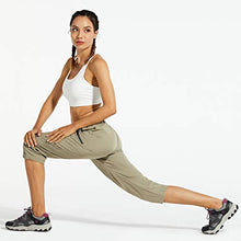 Load image into Gallery viewer, Libin Women's Quick Dry Hiking Capri Pants Lightweight Cargo Cropped Pants Water Resistant Outdoor Casual, Khaki XL