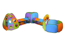 Load image into Gallery viewer, Playz 5-Piece Kids Pop up Play Tent Crawl Tunnel and Ball Pit with Basketball Hoop Playhouse for Boys, Girls, Babies, and Toddlers (Purple, Orange, Yellow, Red, Blue)