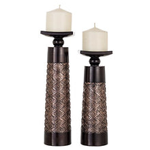 Load image into Gallery viewer, Dublin Decorative Candle Holder Set of 2 - Home Decor Pillar Candle Stand, Coffee Table Mantle Decor Centerpieces for Fireplace, Living or Dining Room Table, Gift Boxed (Coffee Brown)