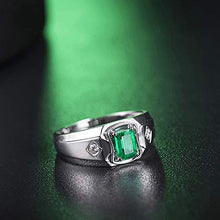 Load image into Gallery viewer, Epinki 925 Sterling Silver Ring, Men 1ct Lab Created Emerald with Cubic Zirconia Rings Engagement Wedding Size 7