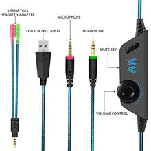 Load image into Gallery viewer, Gaming Headset with Mic for PC,PS4,Xbox One,Over-Ear Headphones with Volume Control LED Light Cool Style Stereo,Noise Reduction for Laptops,Smartphone,Computer (Black & Blue)