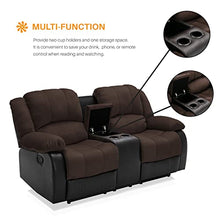 Load image into Gallery viewer, Nathaniel Home PU Leather Loveseat Recliner with Cup Holder Storage Comfortable Sofa Chair for Living Room Bedroom Home, Brown