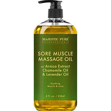 Load image into Gallery viewer, MAJESTIC PURE Arnica Sore Muscle Massage Oil for Body - Best Natural Therapy Therapy Oil with Lavender and Chamomile Essential Oils - Warming, Relaxing, Massaging Joint & Muscles - 8 fl. oz.