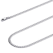Load image into Gallery viewer, 14k REAL White Gold Solid 2.5mm Cuban Concave Curb Chain Bracelet with Lobster Claw Clasp - 7"
