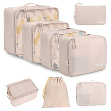 Load image into Gallery viewer, BAGAIL 8 Set Packing Cubes, Lightweight Travel Luggage Organizers with Shoe Bag, Toiletry Bag & Laundry Bag (Cream)