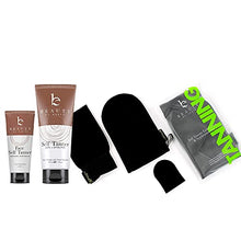 Load image into Gallery viewer, Self Tanner Face & Body - With Organic Aloe Vera & Shea Butter, Sunless Tanning Lotion, Buildable Light, Medium or Dark Tan - Tanning Mitt Applicator Set, Exfoliating Gloves, Mitt for Body and Face
