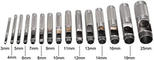 Load image into Gallery viewer, KFidFran 15Pcs Round Steel Hollow Punch Set 3mm to 25mm Leather Craft Hollow Hole Punch Tools for Leather, Watch Band, Gasket Belt, Shoe, Fabric, Canvas Clothe(15-teiliges Rundstahl-Hohllocher-Set 3