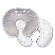 Load image into Gallery viewer, Boppy Luxe Nursing Pillow and Positioner, Hello World, Ultra-soft minky fabric on one side with adorable appliqué and coordinating piping