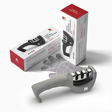 Load image into Gallery viewer, Kitchen Knife Sharpener - 3 Stage Knife Sharpening Tool Sharpens Chef's Knives - Kitchen Accessories Help Repair, Restore and Polish Blades Quickly, Food Safety Cut Resistant Glove Included, Gray