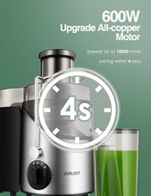 Load image into Gallery viewer, Juicer Machines, 600W Juicer Extractor with 3" Wide Mouth, Max Power 1200W, for Vegetable and Fruit with 3-Speed Setting, Easy to Clean