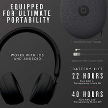 Load image into Gallery viewer, Beats Solo Pro Wireless Noise Cancelling On-Ear Headphones - Apple H1 Headphone Chip, Class 1 Bluetooth, Active Noise Cancelling, Transparency, 22 Hours Of Listening Time - Black