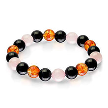 Load image into Gallery viewer, Triple Stone Ultimate Health Bracelet – Men Women Stress Relief Yoga Beads – Inspirational Bracelets – Black Obsidian – Citrine – Rose Quartz – Stone Bead Bracelet (10mm)