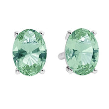 Load image into Gallery viewer, Green Amethyst Earrings 5x7mm Oval Shape Sterling Silver Stud Earrings for Women Mom Wife