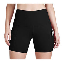 Load image into Gallery viewer, ODODOS High Waist Out Pocket Yoga Short Tummy Control Workout Running Athletic Non See-Through Yoga Shorts,Black,X-Large