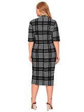 Load image into Gallery viewer, Floerns Women's Short Sleeve Gingham Bodycon Business Pencil Dress Red Plaid XS