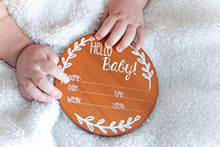 Load image into Gallery viewer, Nana's Little Angels Birth Announcement Sign 5 inch Cherry “Hello Baby” Newborn Baby Announcement Wooden Sign with White Paint Marker Wooden Disc Announcements for Hospital Pictures & Photo Prop…