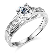 Load image into Gallery viewer, TWJC 14k Real White Gold Solid Wedding Engagement Ring - Size 7