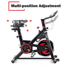 Load image into Gallery viewer, GYMAX Magnetic Exercise Bike, Indoor Stationary Cycling Bike, Noise-free Smooth Exercise Bike with LCD Monitor for Home Gym Cardio Workout (Black & Red)