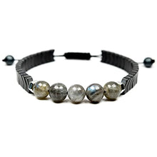 Load image into Gallery viewer, Radiant Labradorite and Hematite Bracelet - Handcrafted Gemstone Beaded Jewelry for Men & Women