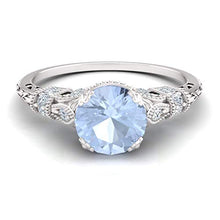 Load image into Gallery viewer, Diamondere Natural and Certified Aquamarine and Diamond Engagement Ring in 14K White Gold | 1.11 Carat Art Deco Engagement Ring for Women, US Size 7