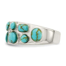 Load image into Gallery viewer, 925 Sterling Silver Lab Created Blue Turquoise Inlay Band Ring Size 7.00 Stone Fine Jewelry For Women Gifts For Her