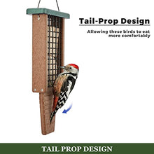 Load image into Gallery viewer, Kingsyard Recycled Plastic Suet Bird Feeder, Double Capacity Tail-Prop Suet Feeder for Outside Hanging, Sturdy & Durable, Great for Woodpecker & Clinging Birds, Green