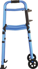 Load image into Gallery viewer, NOVA Medical Products Travel Folding Walker with Wheels, Glide Skis and Mobility Bag, Blue, 7 Pound